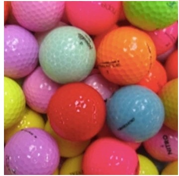 Mixed brand and color golf balls — assorted colors